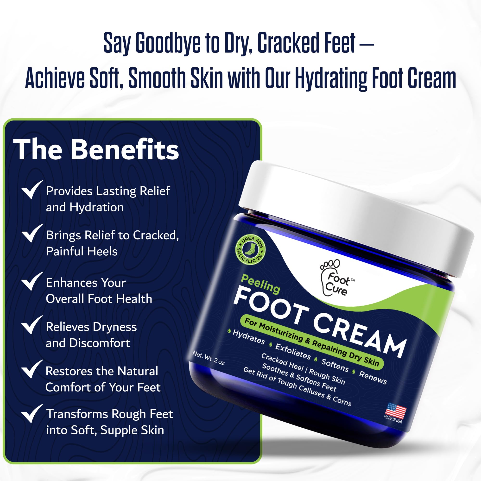 FOOT CURE aplicación en talones proporcionando alivio y suavidad inmediata