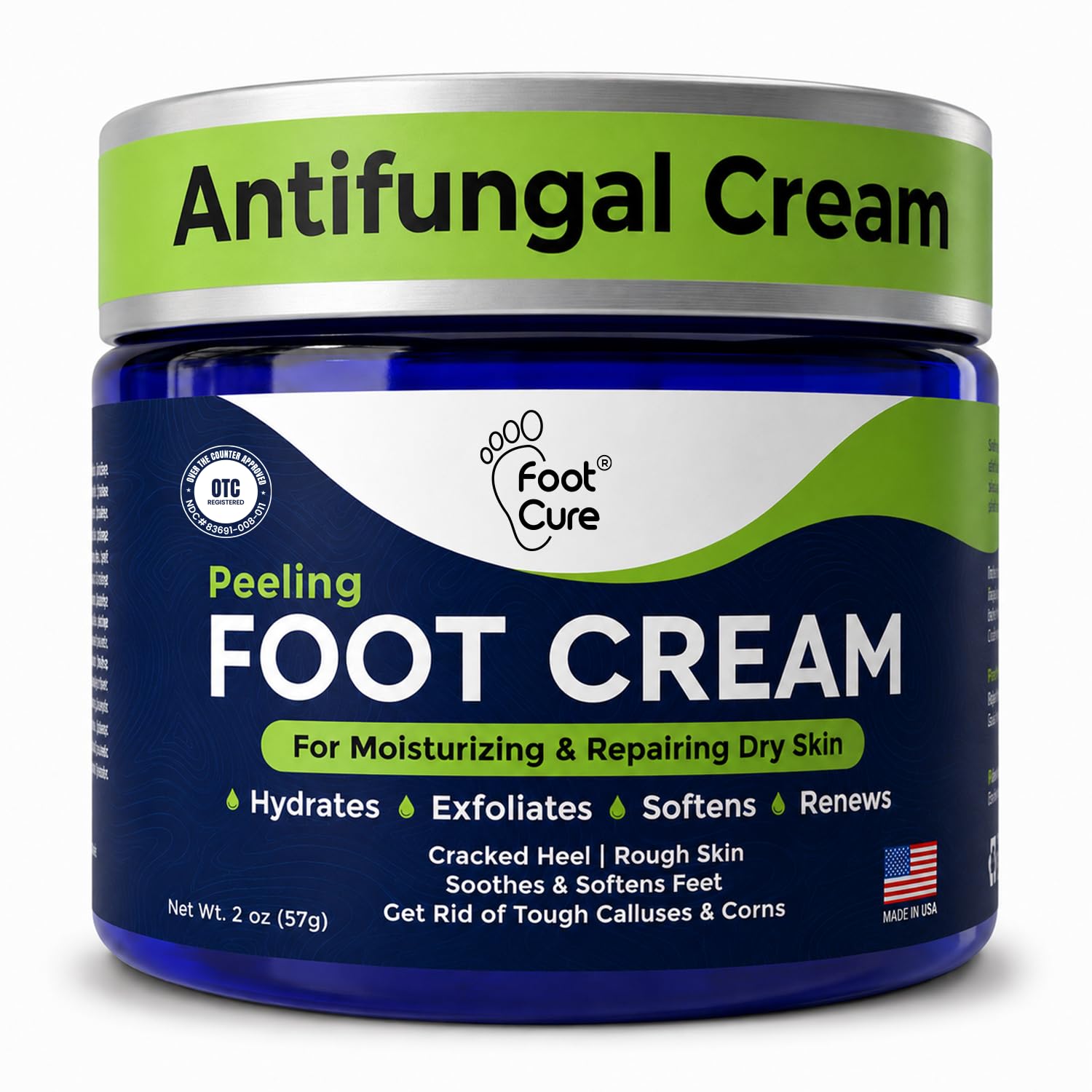 FOOT CURE frente del tubo mostrando el envase práctico y portátil