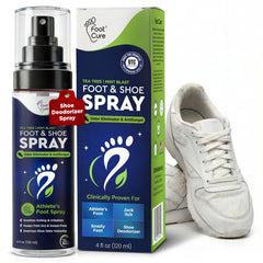 FOOT CURE envase frontal 120ml mostrando el spray y beneficio refrescante