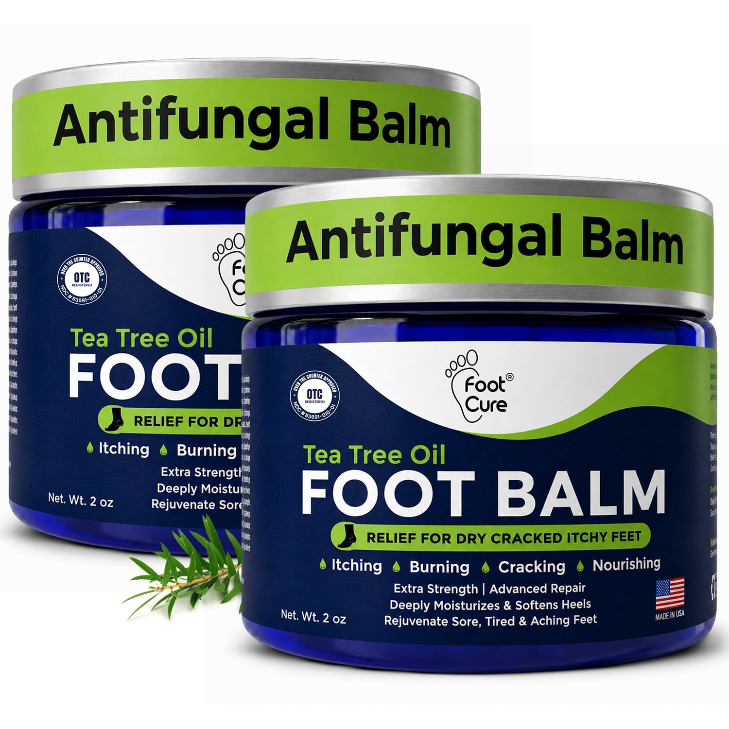 FOOT CURE envase frontal mostrando diseño y tamaño práctico