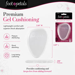 Foot Petals comparación de tamaño con una mano mostrando perfil delgado y discreto