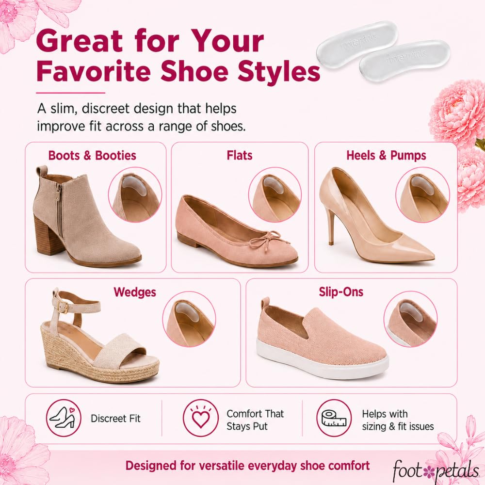 Foot Petals etiqueta y respaldo adhesivo listos para colocarse y reutilizarse