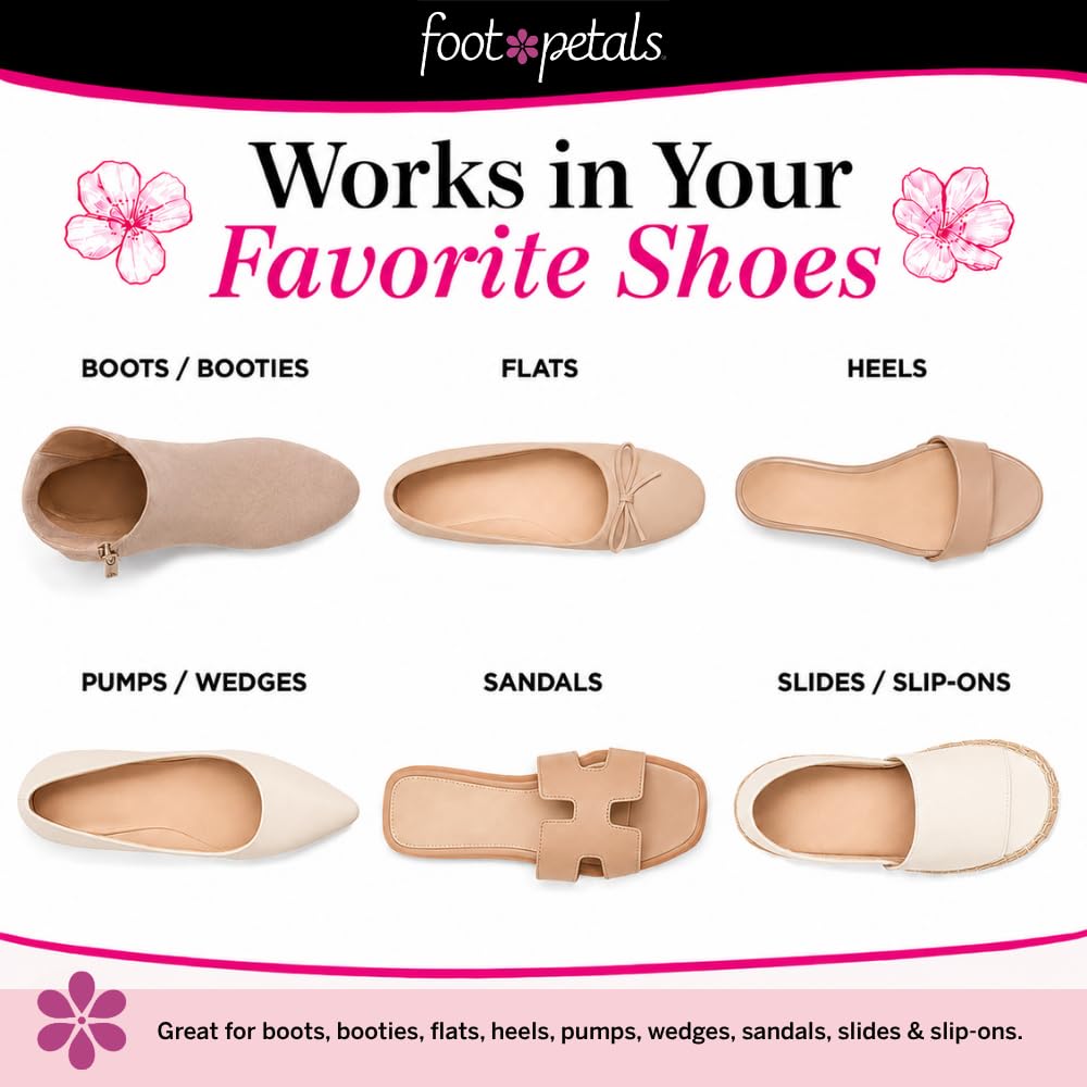 Foot Petals presentación del pack de tres pares lista para varios zapatos