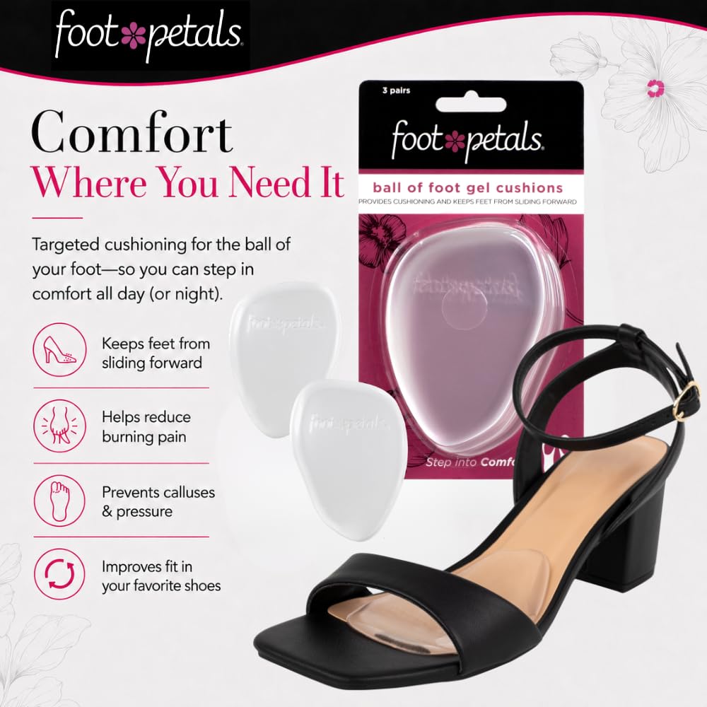 Foot Petals primer plano del gel resaltando absorción de impactos y suavidad