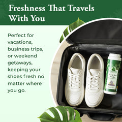 Envase Foot Sense junto a bolsa deportiva mostrando uso en equipos y calzado