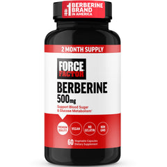 Force Factor envase frontal mostrando berberina 500 mg y ventaja de calidad