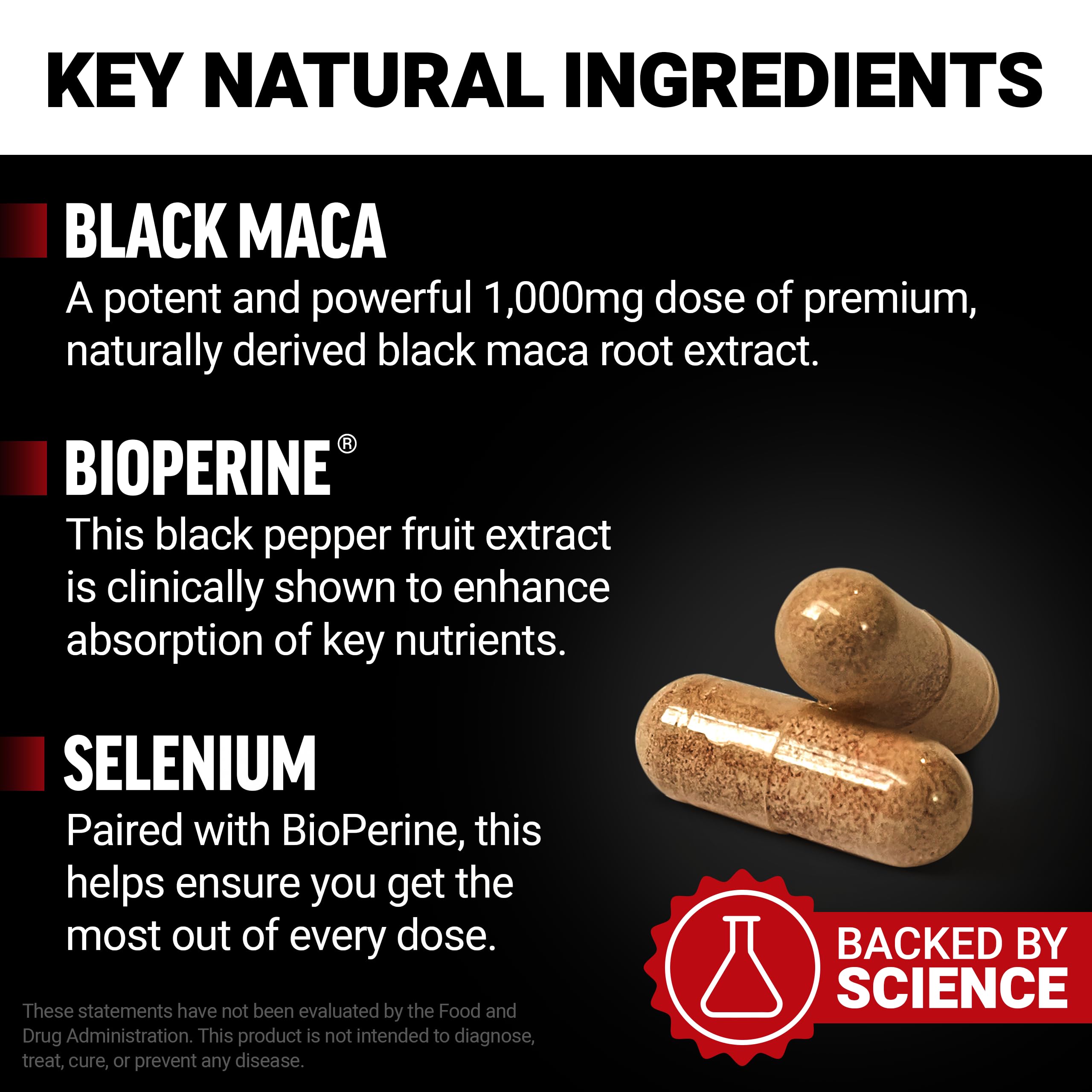 Force Factor polvo de maca cerca destacando textura natural