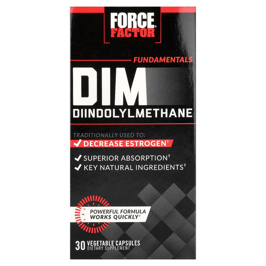 Force Factor envase frontal del suplemento DIM mostrando etiqueta clara y dosis