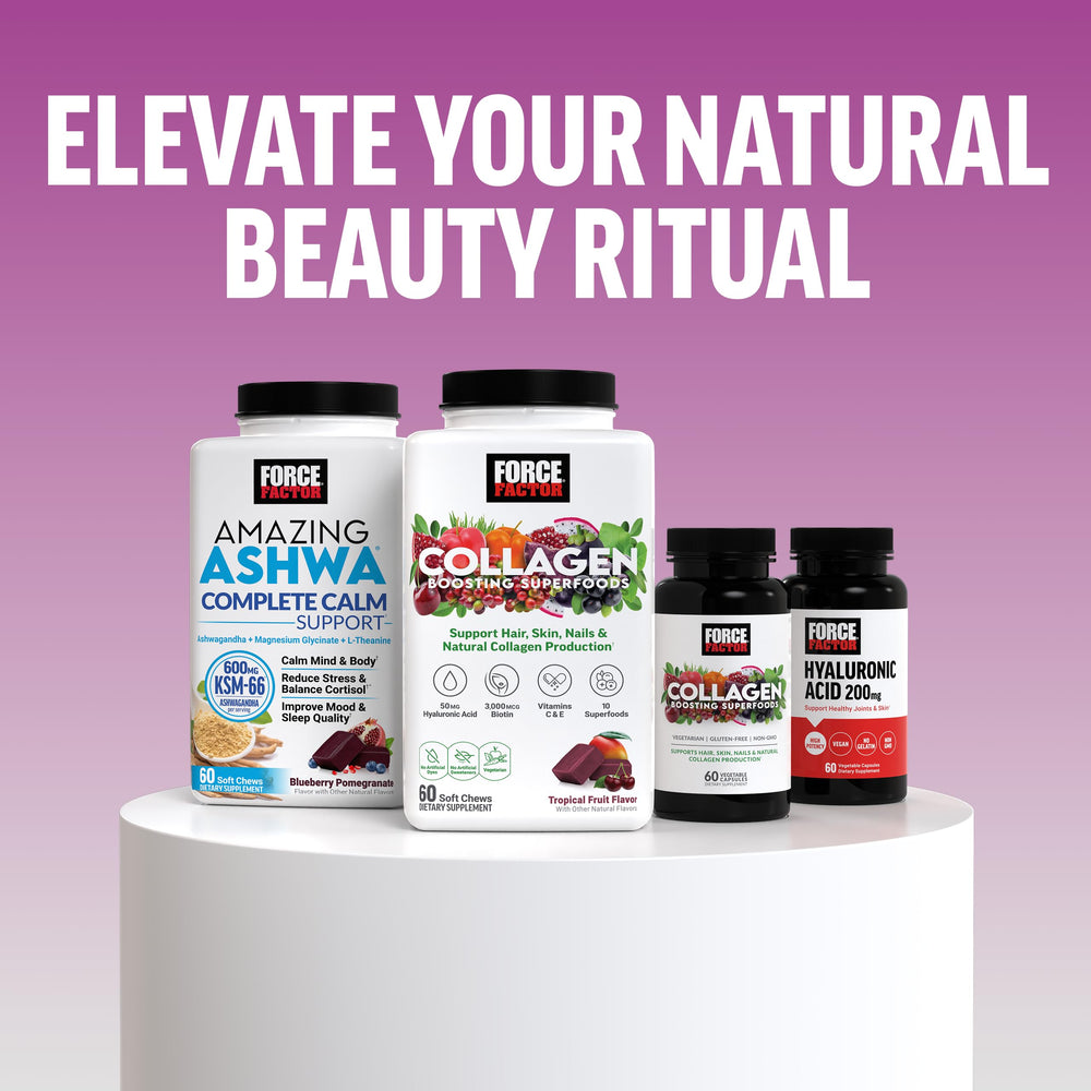 Force Factor en escena de estilo de vida salud y belleza para rutina matutina equilibrada