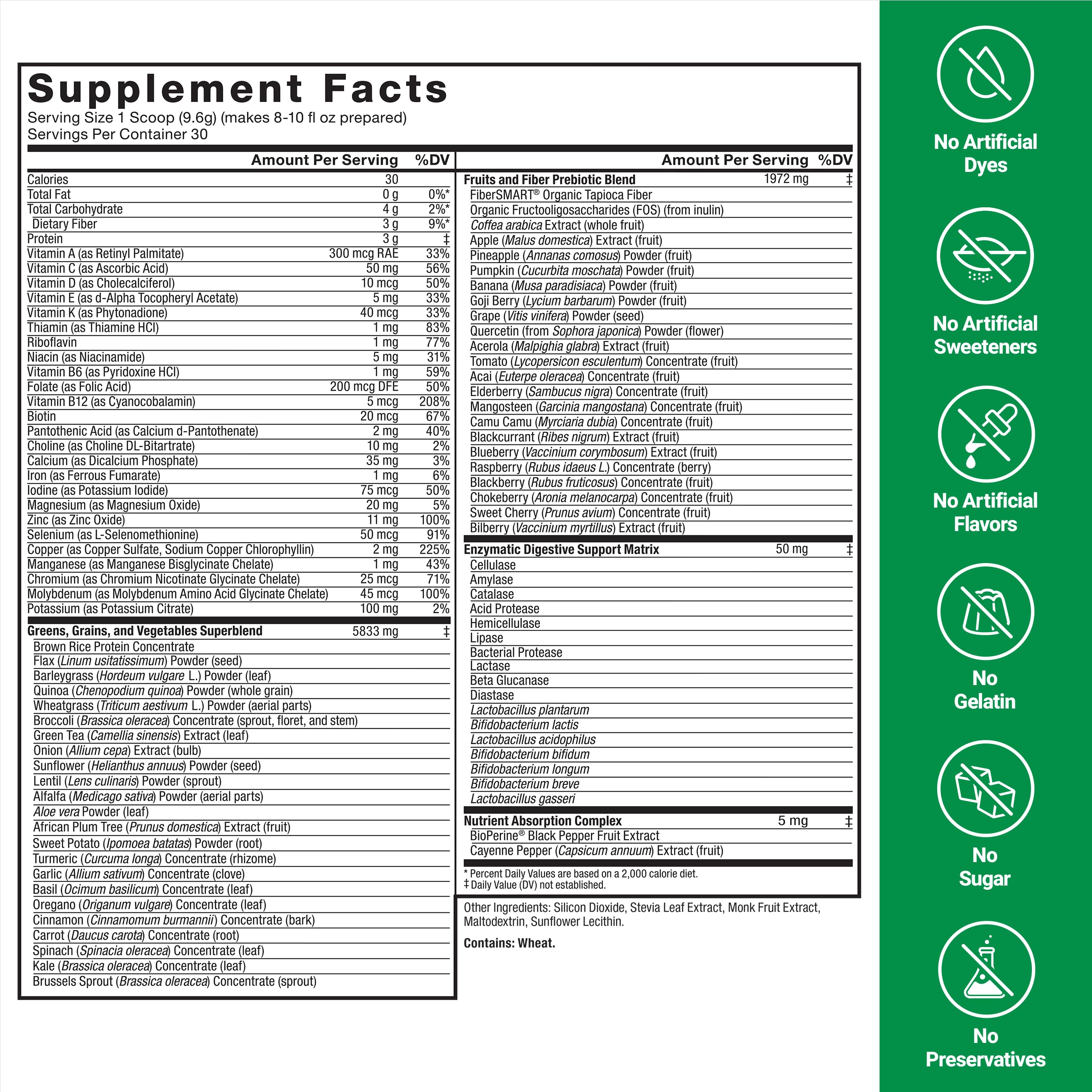 Force Factor etiqueta con información nutricional clara y transparente