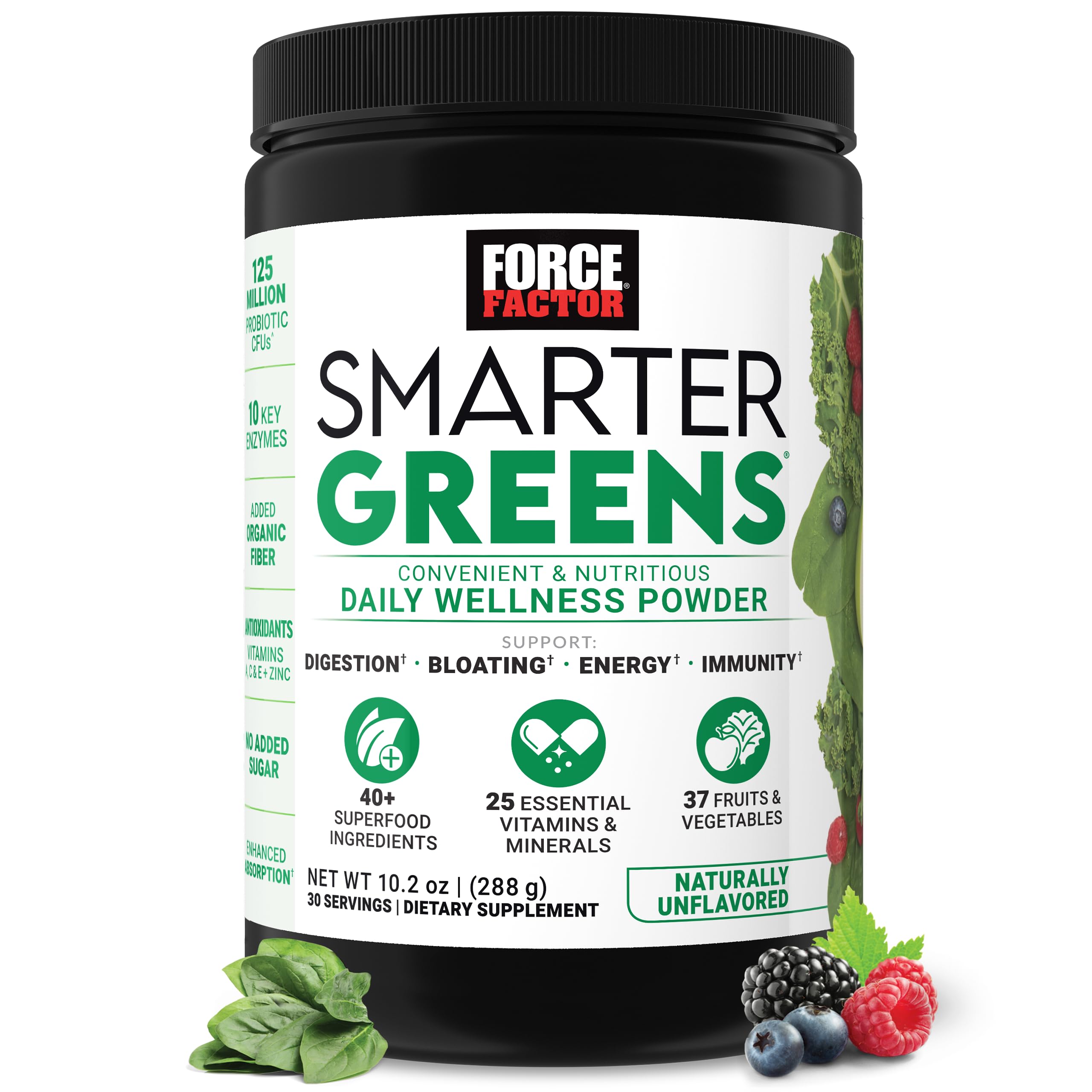 Force Factor frasco frontal mostrando el envase y beneficio práctico
