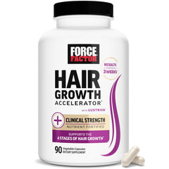 Force Factor frente del empaque mostrando la marca y propósito para cabello más grueso