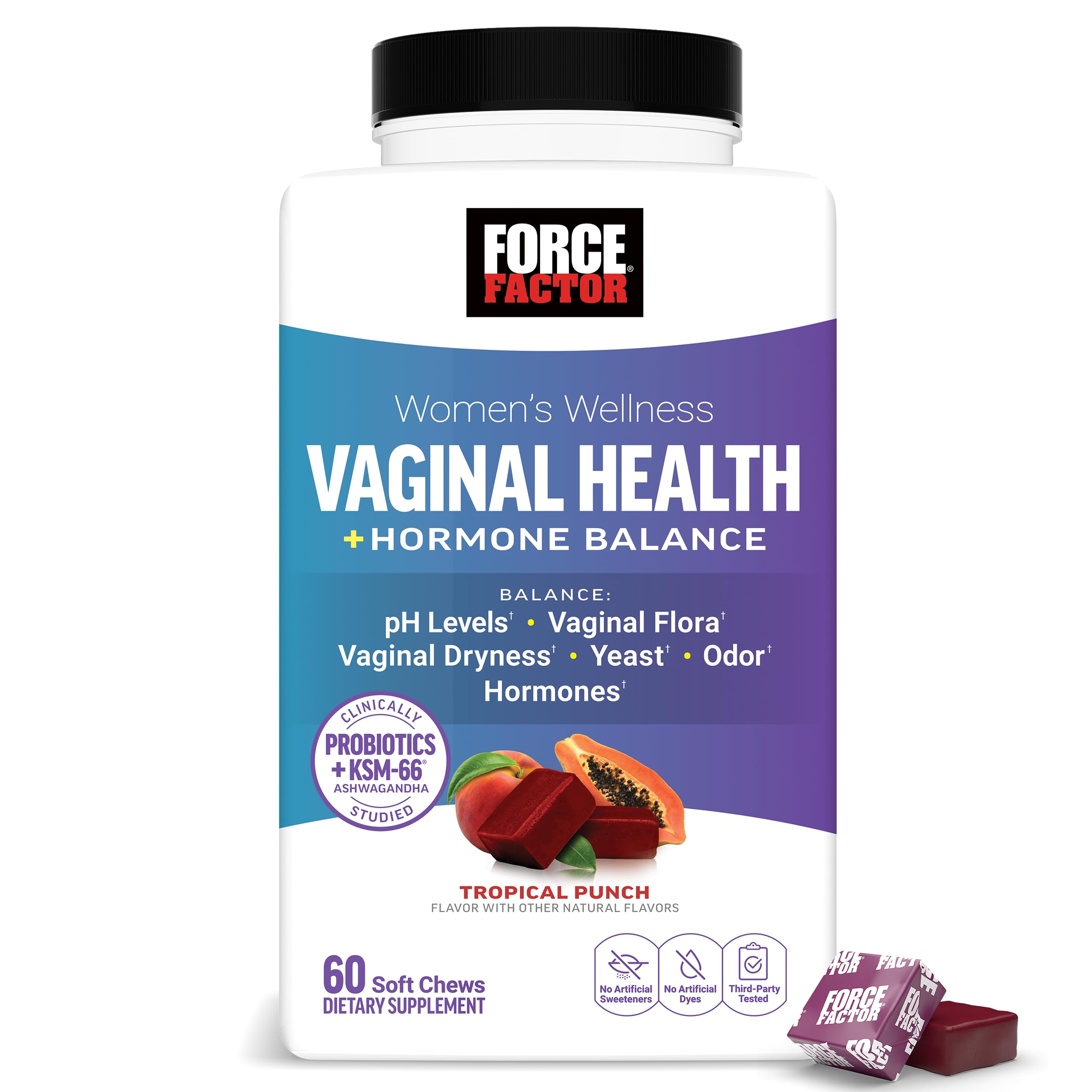 Force Factor envase frontal del suplemento vaginal para fácil identificación y confianza