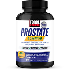 Force Factor frasco frontal mostrando diseño y beneficio prostático