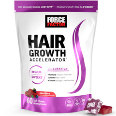 Force Factor envase frontal mostrando las gomitas y marca, conveniencia diaria