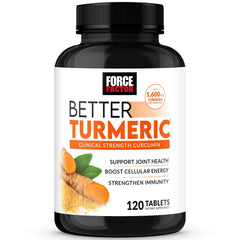 Force Factor botella Better Turmeric vista frontal mostrando la marca y beneficio articular
