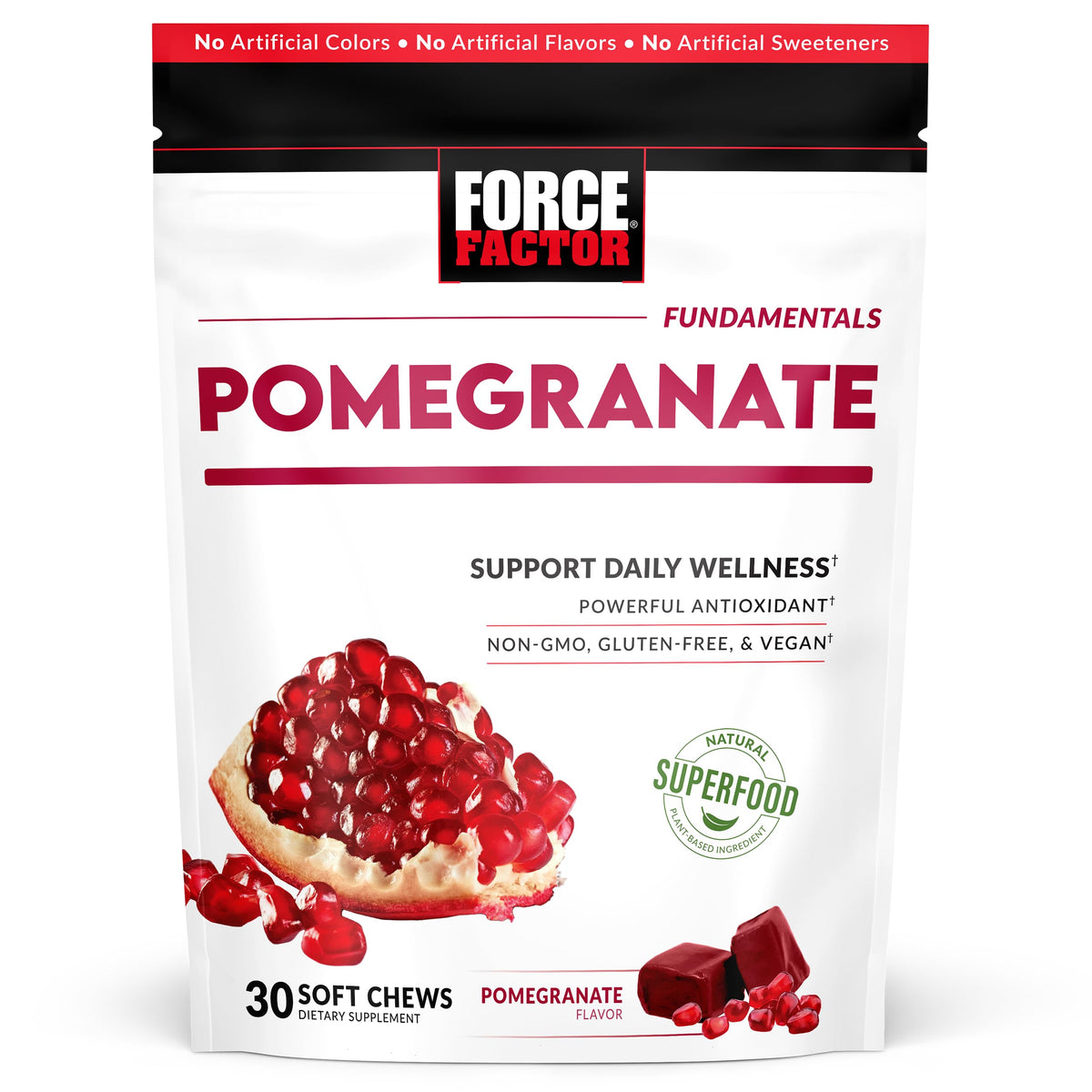 Force Factor empaque frontal mostrando sello y beneficios visibles