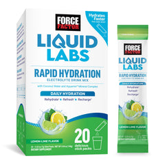 Force Factor paquete frontal Liquid Labs mostrando diseño y beneficio hidratación rápida