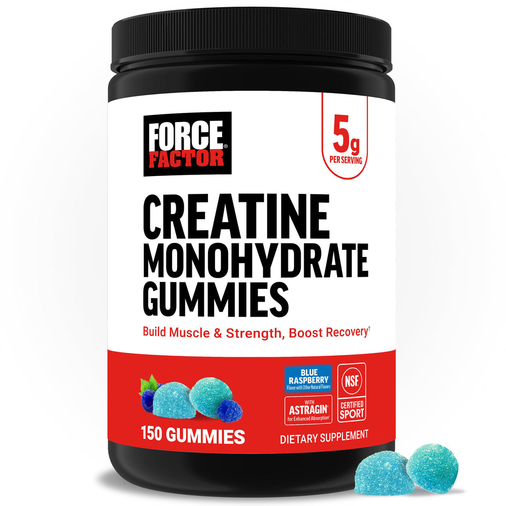 Force Factor envase frontal de gomitas mostrable y conveniente para llevar