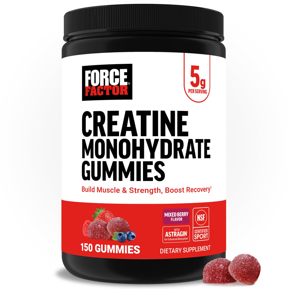 Force Factor gomitas frontal con envase visible y beneficio conveniencia