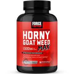 Force Factor envase frontal mostrando Horny Goat Weed Max y presentación clara