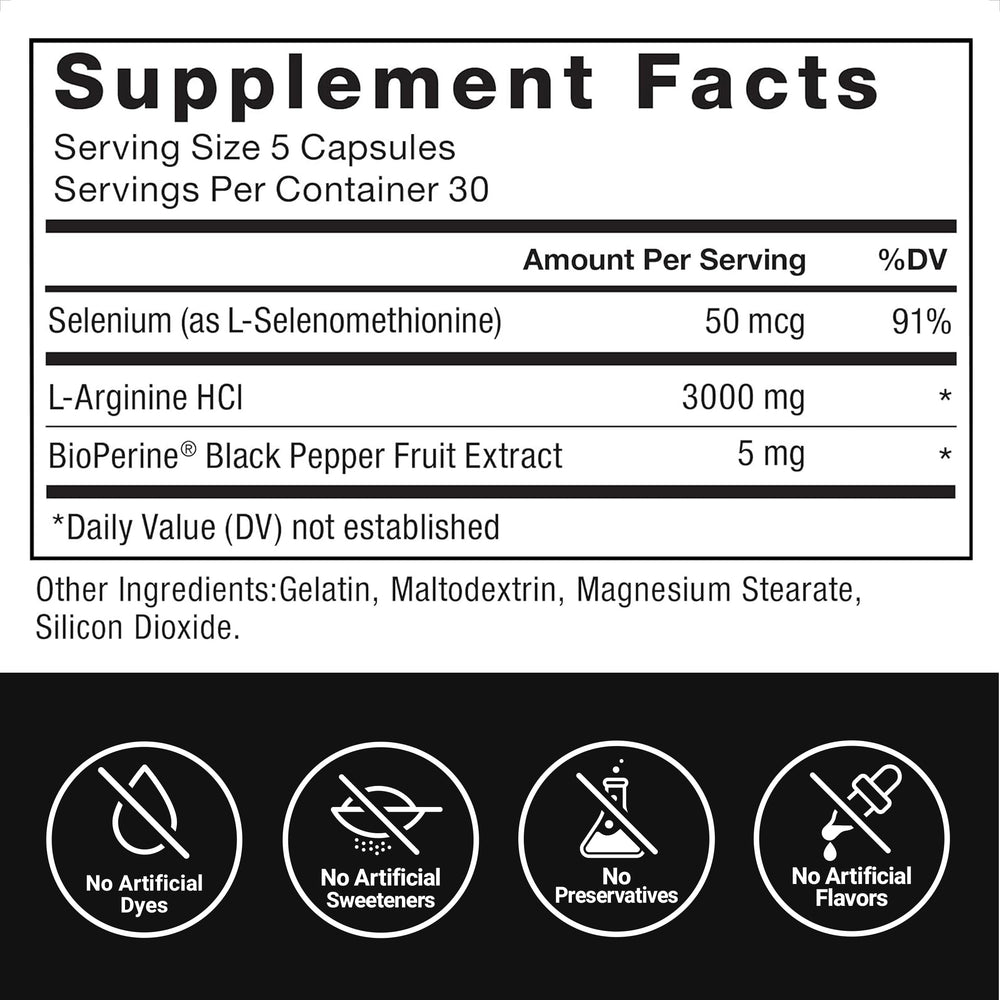 Force Factor etiqueta con lista de ingredientes destacando BioPerine y selenio