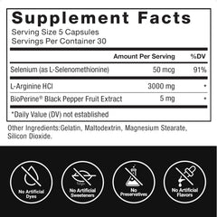 Force Factor etiqueta con lista de ingredientes destacando BioPerine y selenio