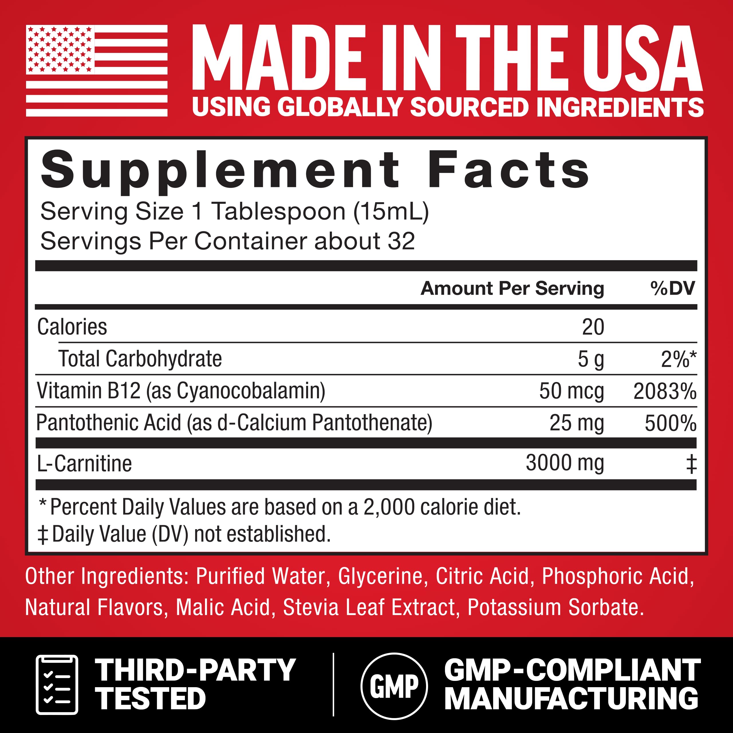 Force Factor etiqueta con lista de ingredientes y cumplimiento GMP
