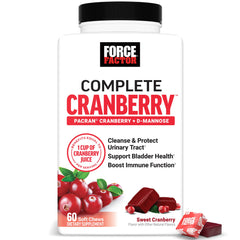 Force Factor paquete frontal que muestra caramelos masticables y beneficio práctico