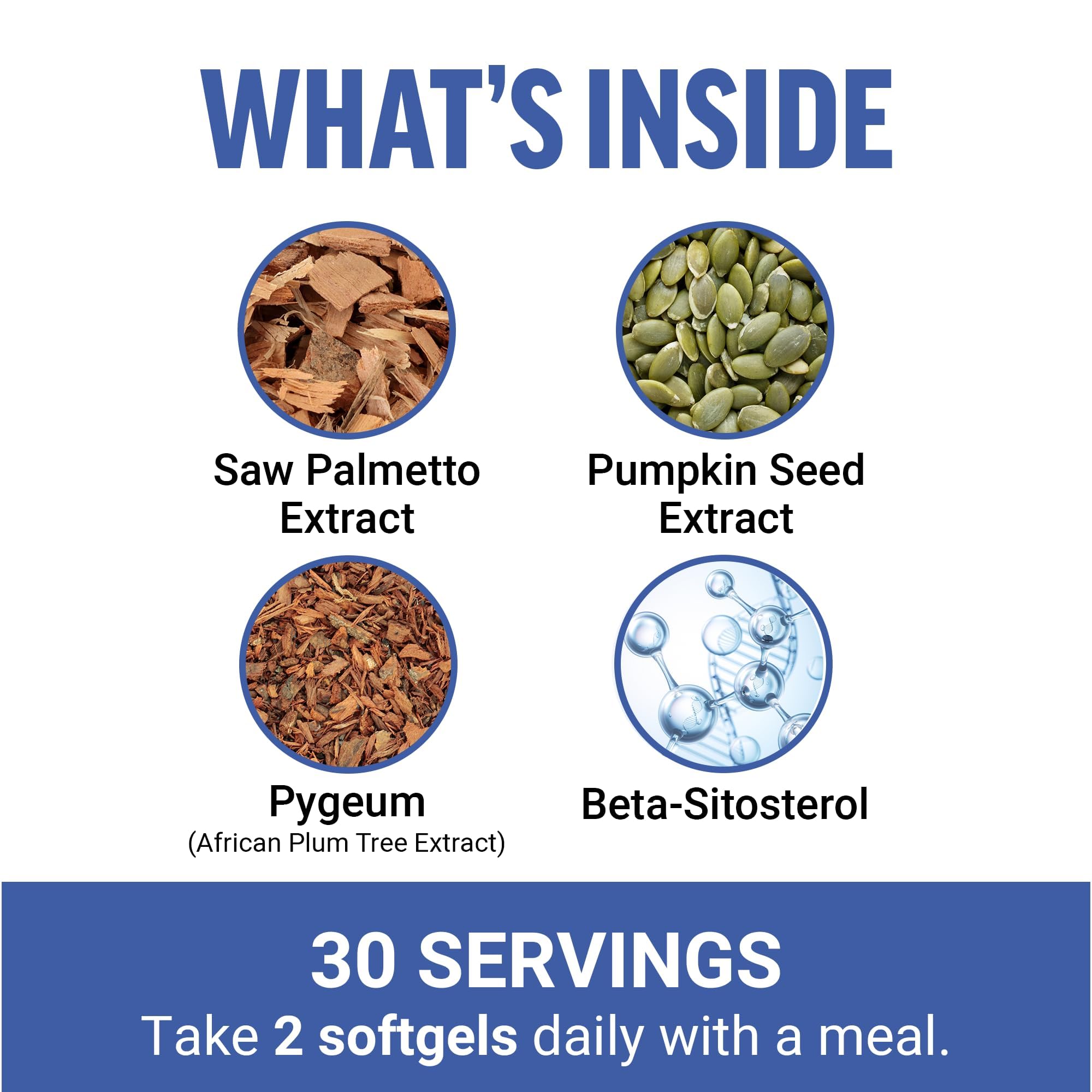Ingredientes primarios saw palmetto y pygeum de Force Factor para apoyo prostático