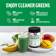 Force Factor bol con Smarter Greens y frutas frescas que destaca ingredientes naturales