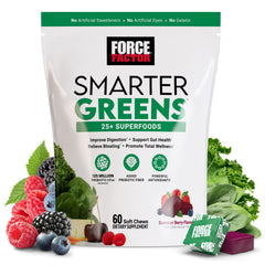 Force Factor gomitas Smarter Greens frontal del envase mostrando conveniencia