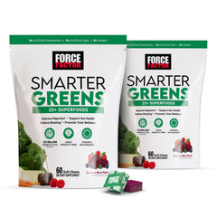 Force Factor envase frontal mostrando masticables y beneficio conveniencia