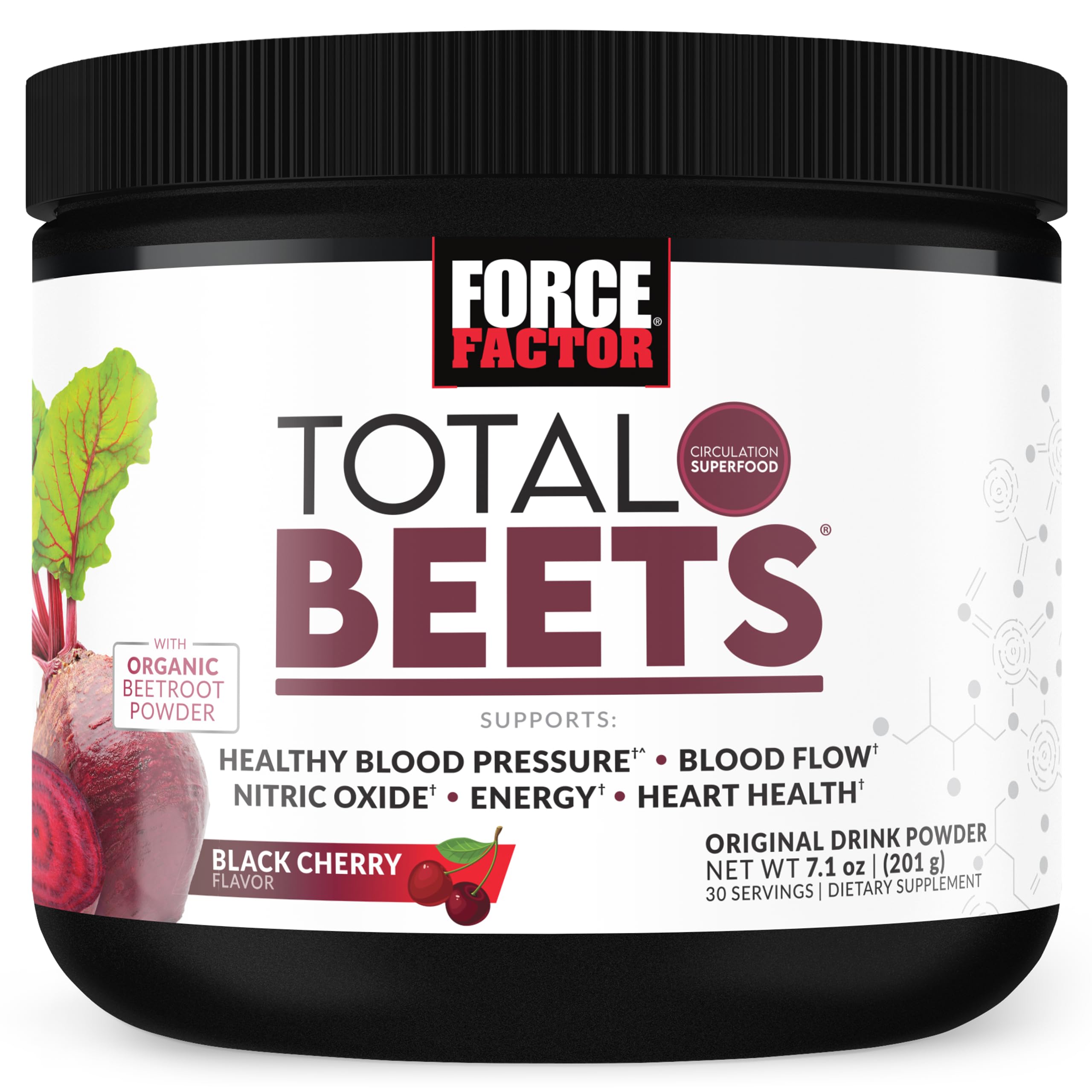 Force Factor envase frontal con diseño y sabor pomegranate berry, práctico y atractivo