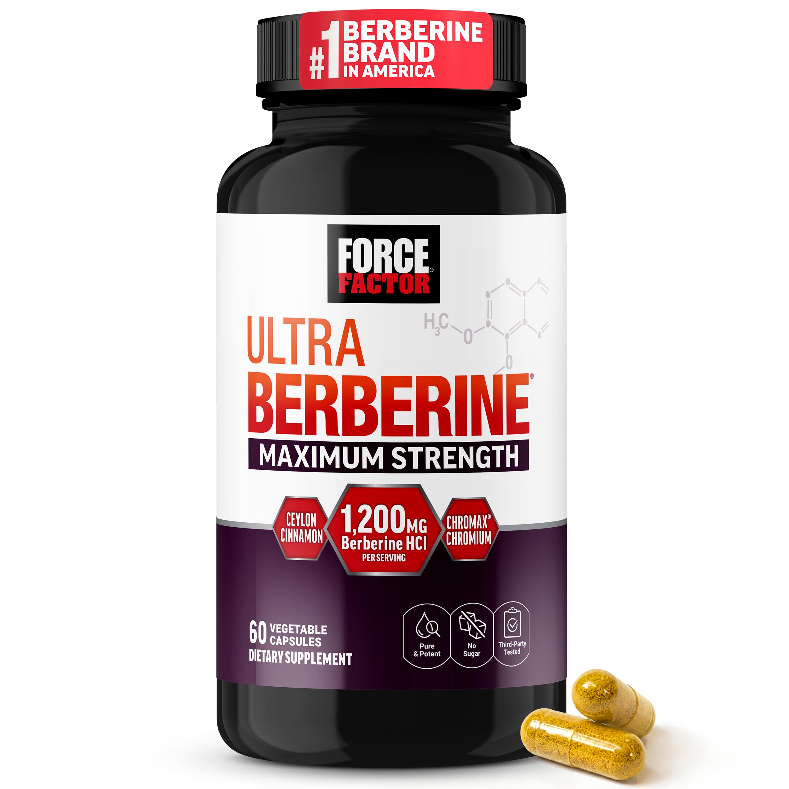 Force Factor frasco frontal mostrando etiqueta y dosis 1200 mg