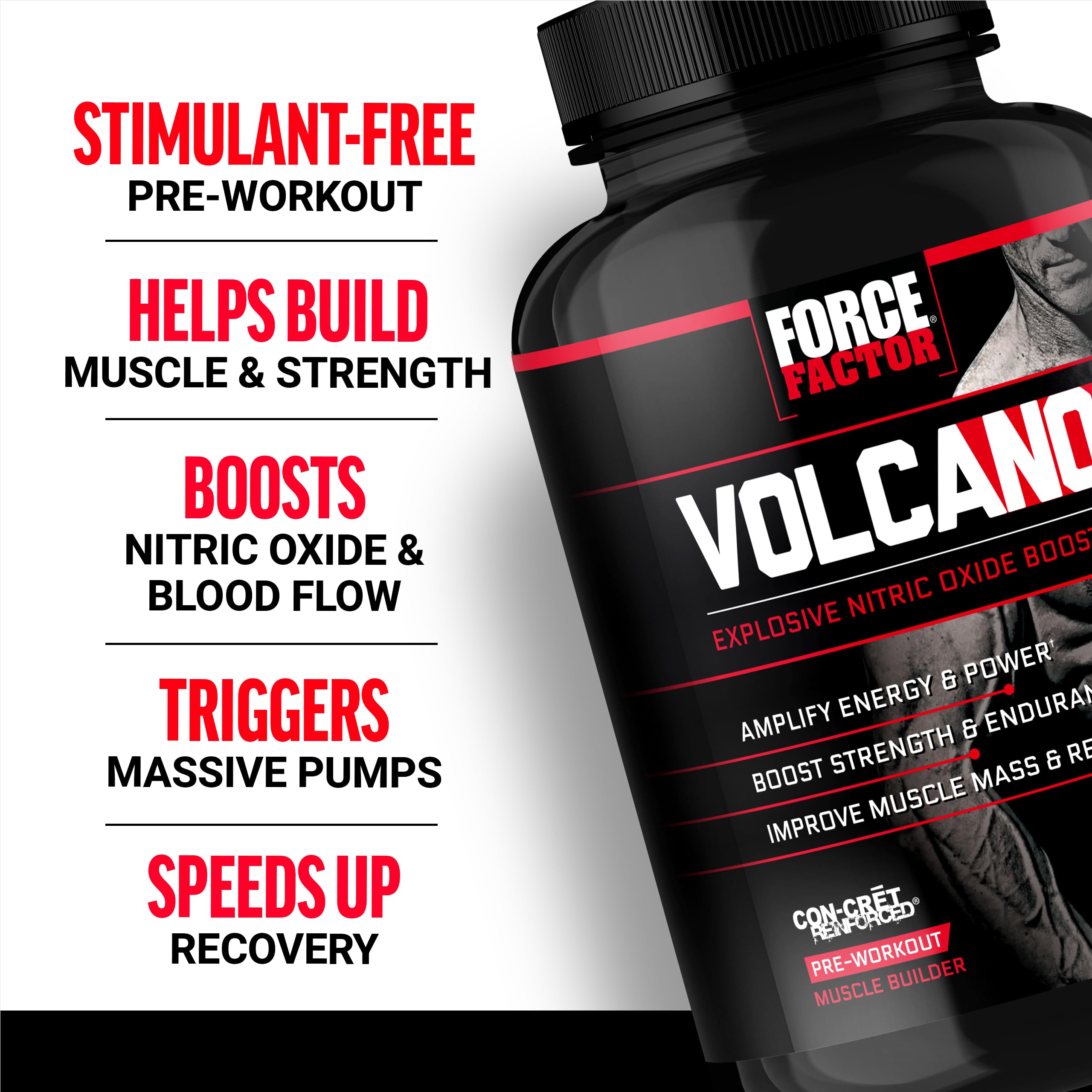 Force Factor VolcaNO mano sosteniendo cápsulas para dosificación precisa