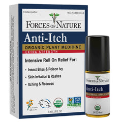 FORCES OF NATURE roll on frente mostrando envase y beneficio alivio inmediato