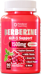 Forebear Supplements empaque frontal mostrando berberine 1500mg y beneficios
