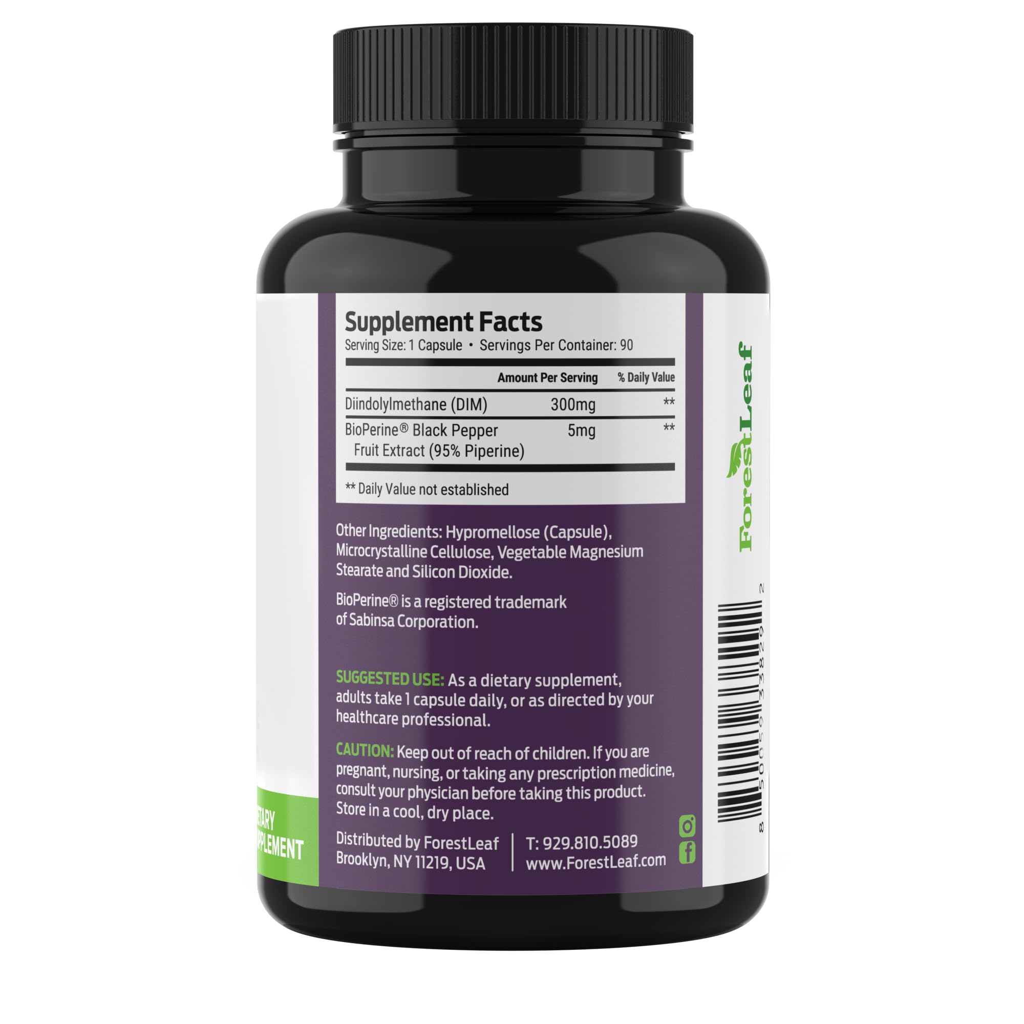 ForestLeaf cápsula en mano comparativa de tamaño y dosificación