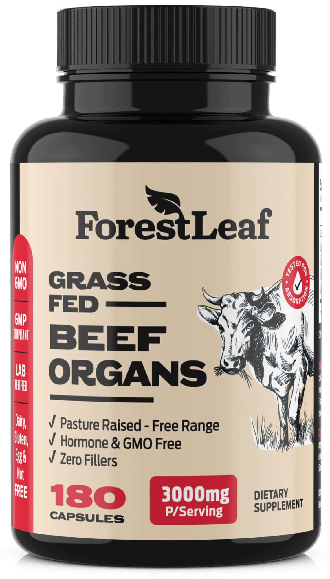 ForestLeaf frasco frontal mostrando etiqueta y ventajas del producto