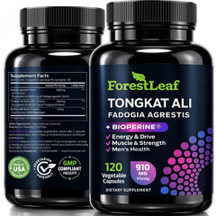 ForestLeaf frasco frontal mostrando cápsulas y etiqueta clara, beneficio: confianza en pureza