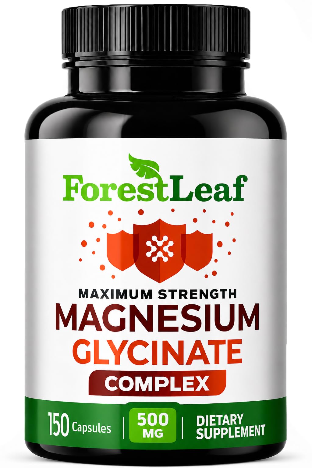 ForestLeaf frasco frontal mostrando etiqueta clara y beneficios