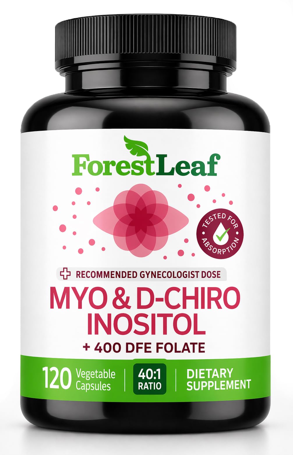 ForestLeaf frente del empaque mostrando la fórmula y beneficio para equilibrio hormonal