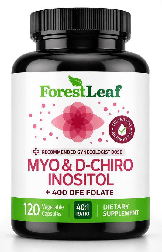 ForestLeaf frente del empaque mostrando la fórmula y beneficio para equilibrio hormonal