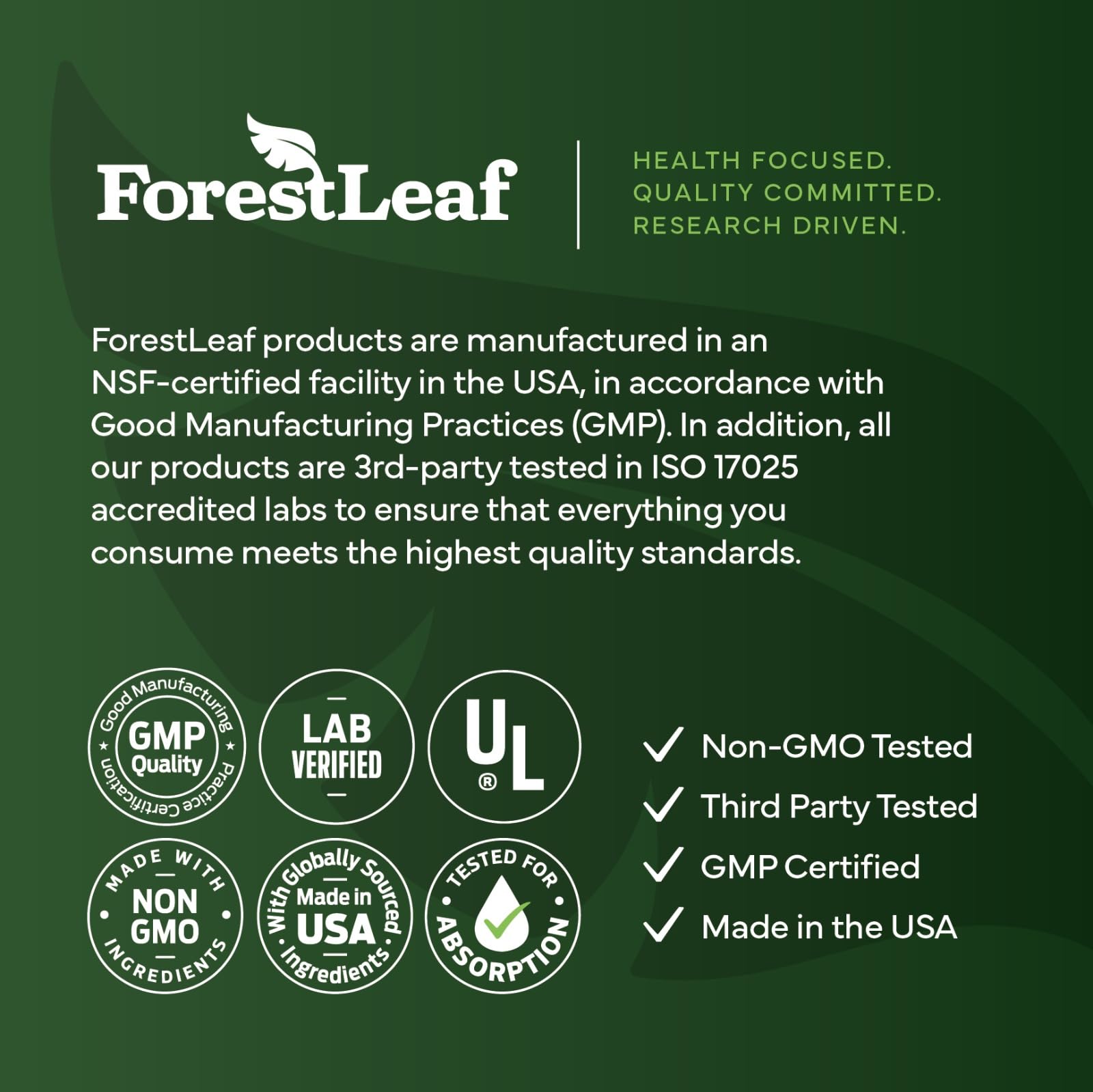ForestLeaf pruebas de laboratorio mostrando control de calidad certificado