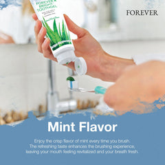 Forever Living Bright Toothgel detalle de etiqueta con ingredientes y beneficios