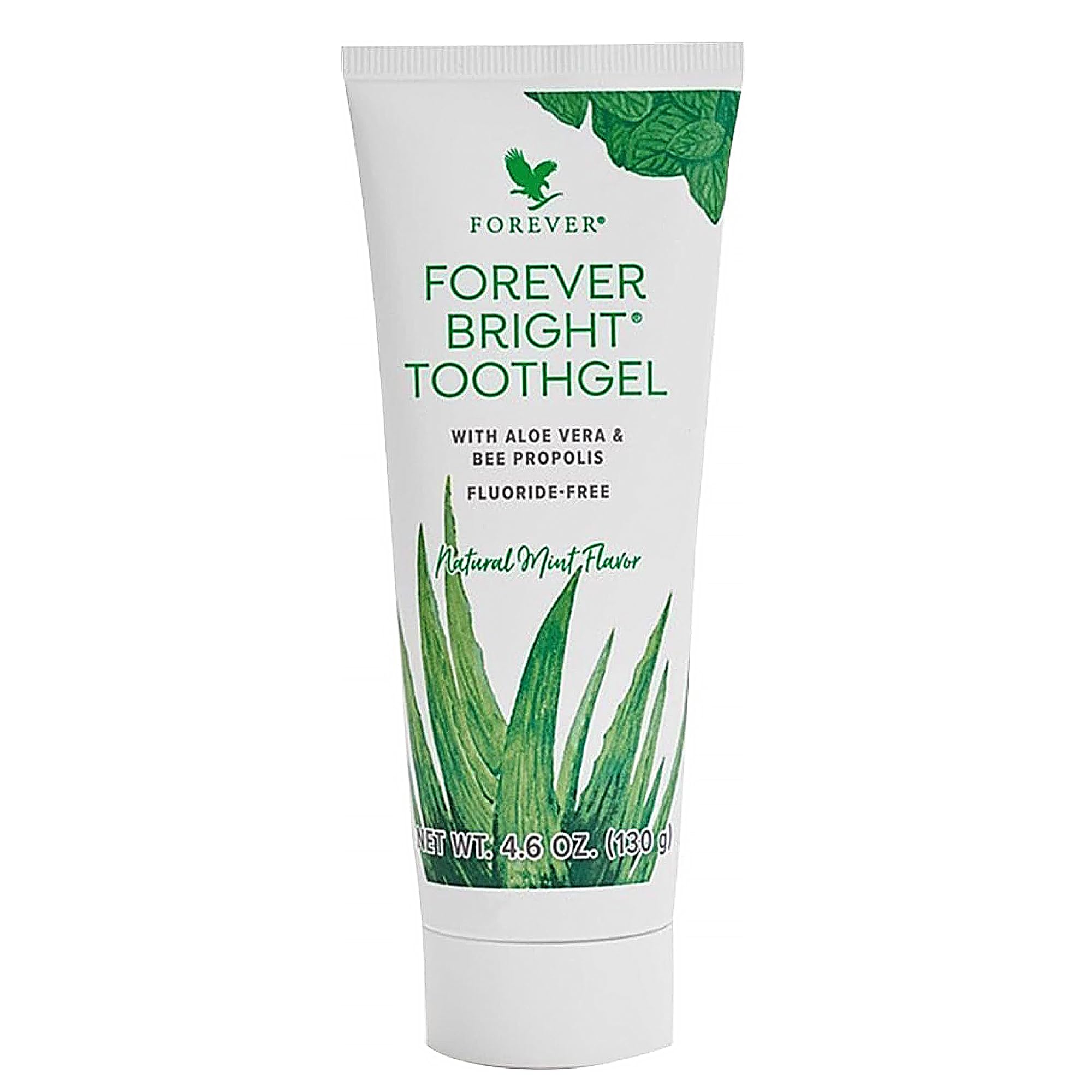 Forever Living Bright Toothgel frente del tubo mostrando la marca y uso familiar