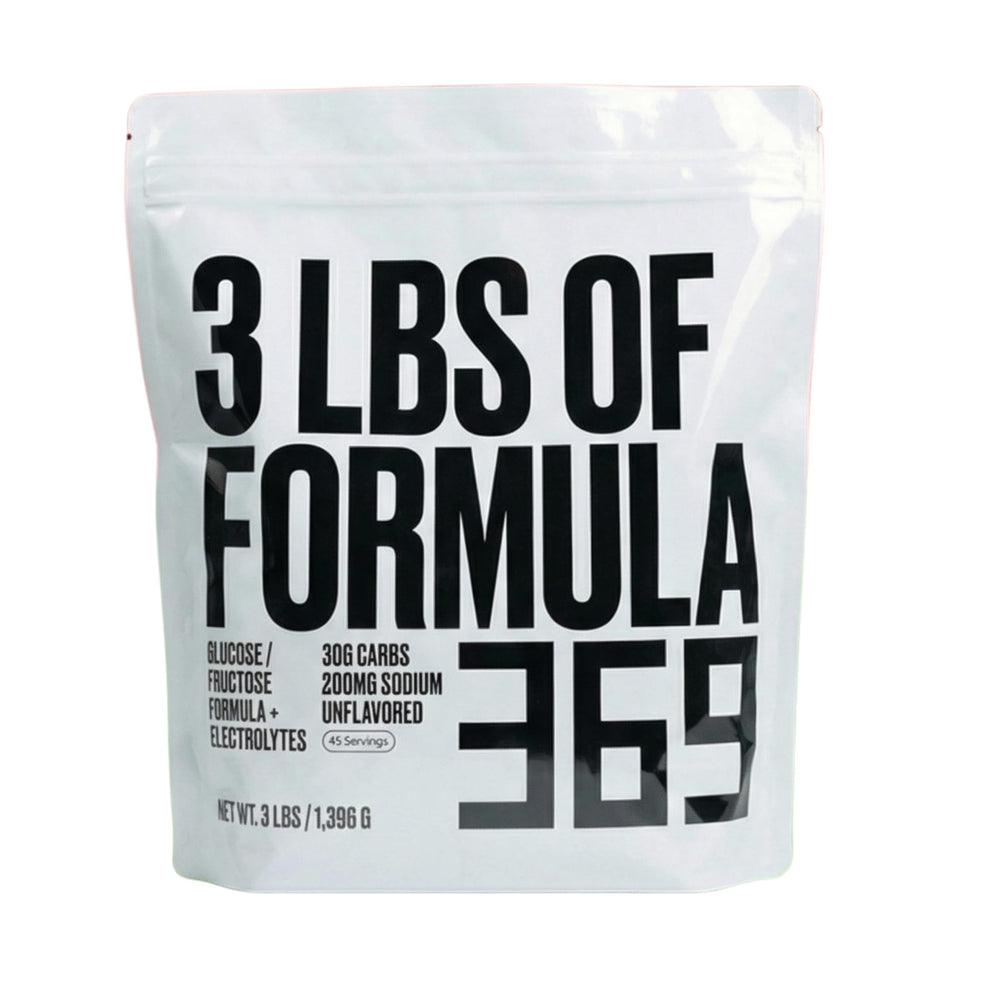 Formula 369 bote frontal que muestra 3 lb y 45 porciones para energía sostenida