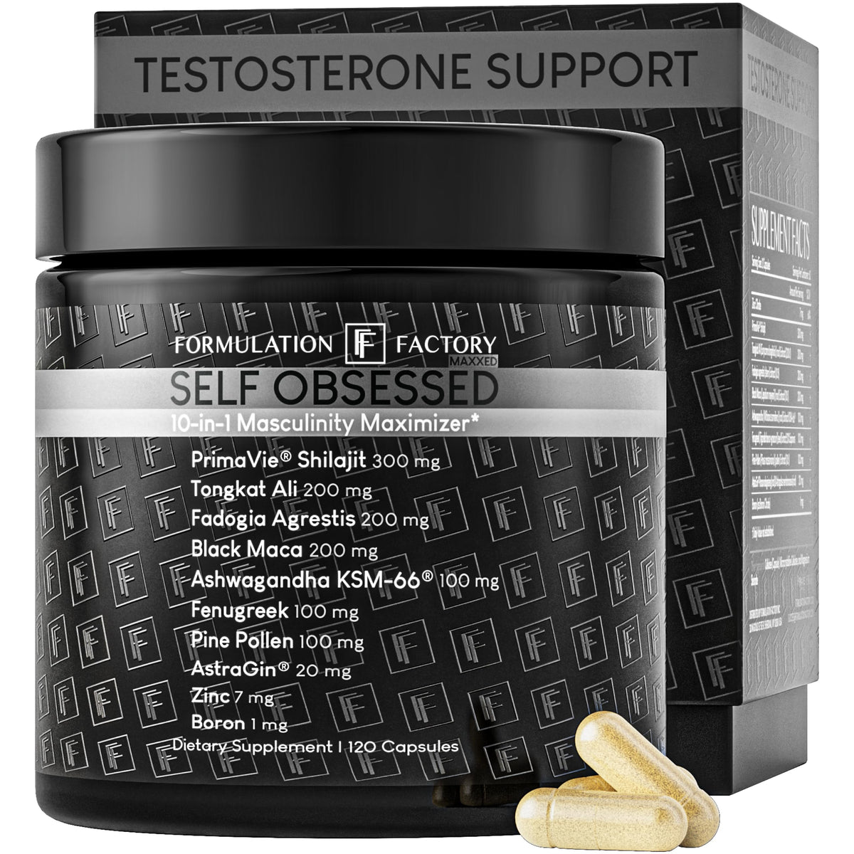 Formulation Factory Self Obsessed Maxxed frontal mostrando envase y ventaja de 60 días