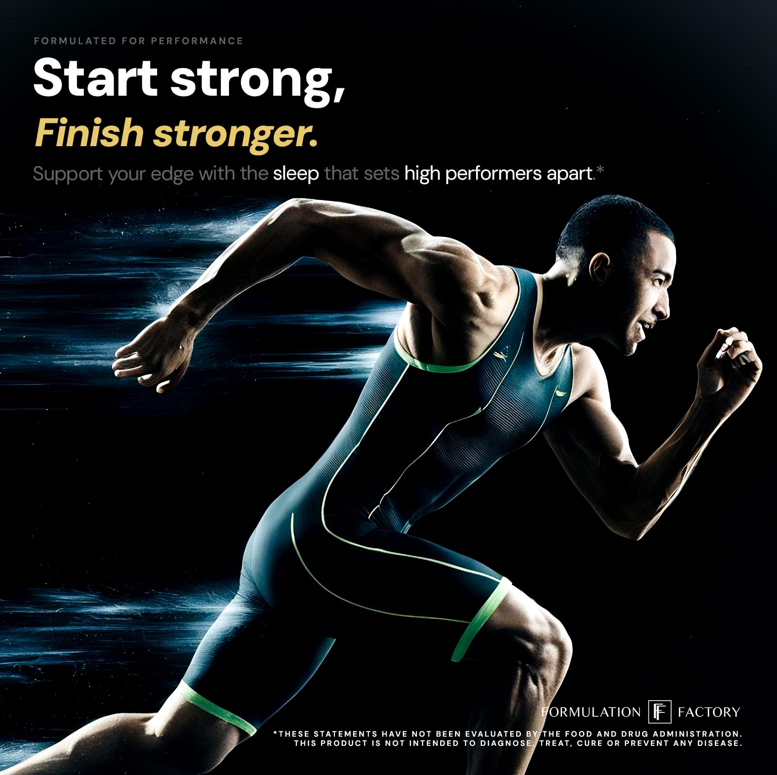 Formulation Factory frasco en mesita de noche ilustrando uso antes de dormir